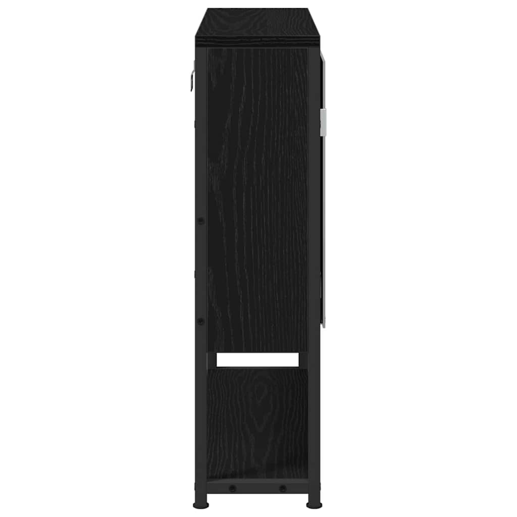 vidaXL Szafka z lustrem z półką z drzwiami Czarny Dąb 60 x 16 x 60 cm