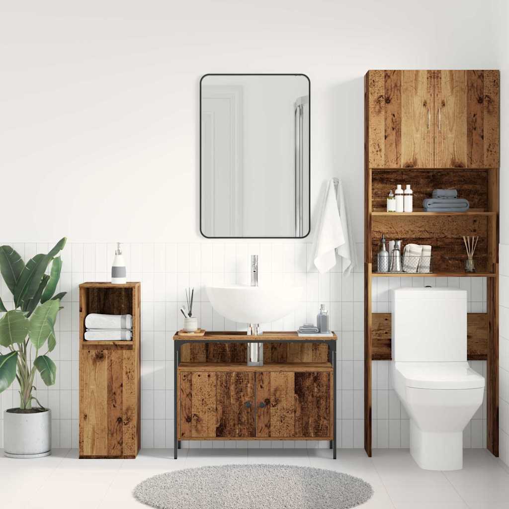 vidaXL Szafka pod umywalkę z drzwiami Stare drewno 80 x 30 x 60 cm
