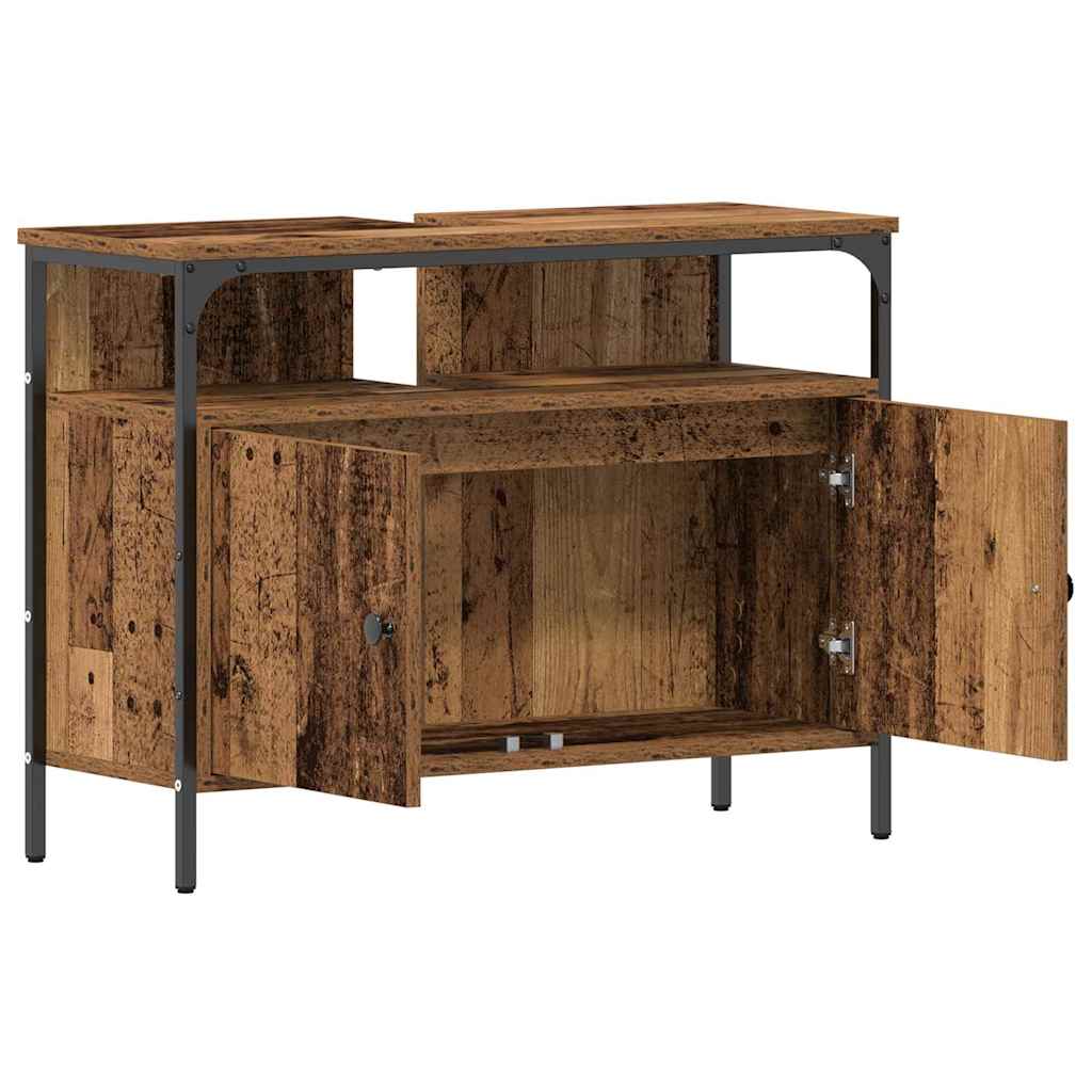 vidaXL Szafka pod umywalkę z drzwiami Stare drewno 80 x 30 x 60 cm