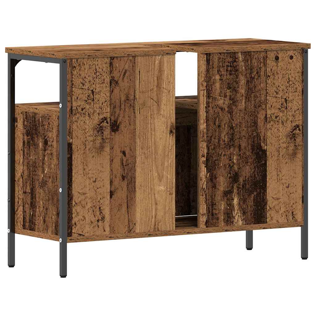 vidaXL Szafka pod umywalkę z drzwiami Stare drewno 80 x 30 x 60 cm