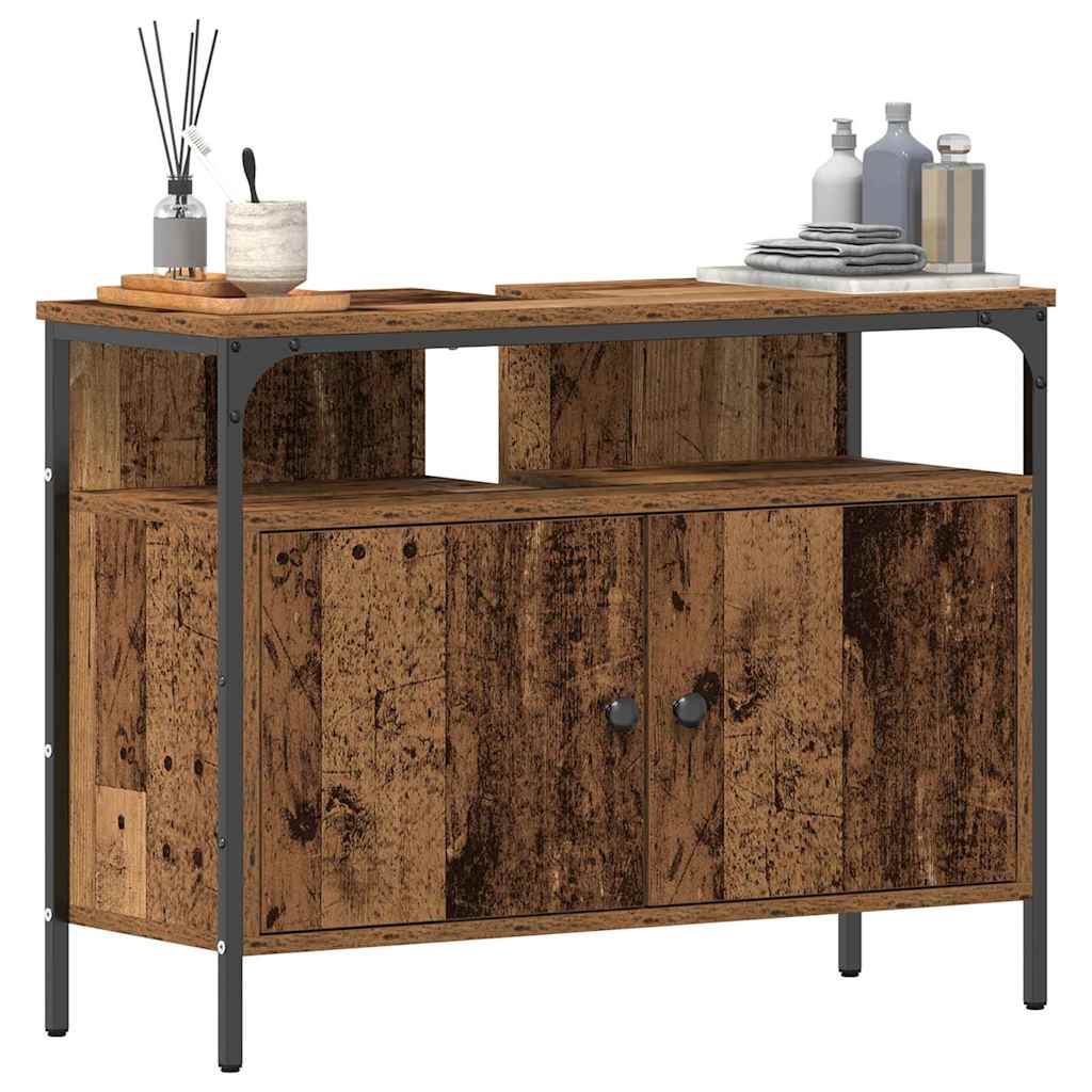 vidaXL Szafka pod umywalkę z drzwiami Stare drewno 80 x 30 x 60 cm