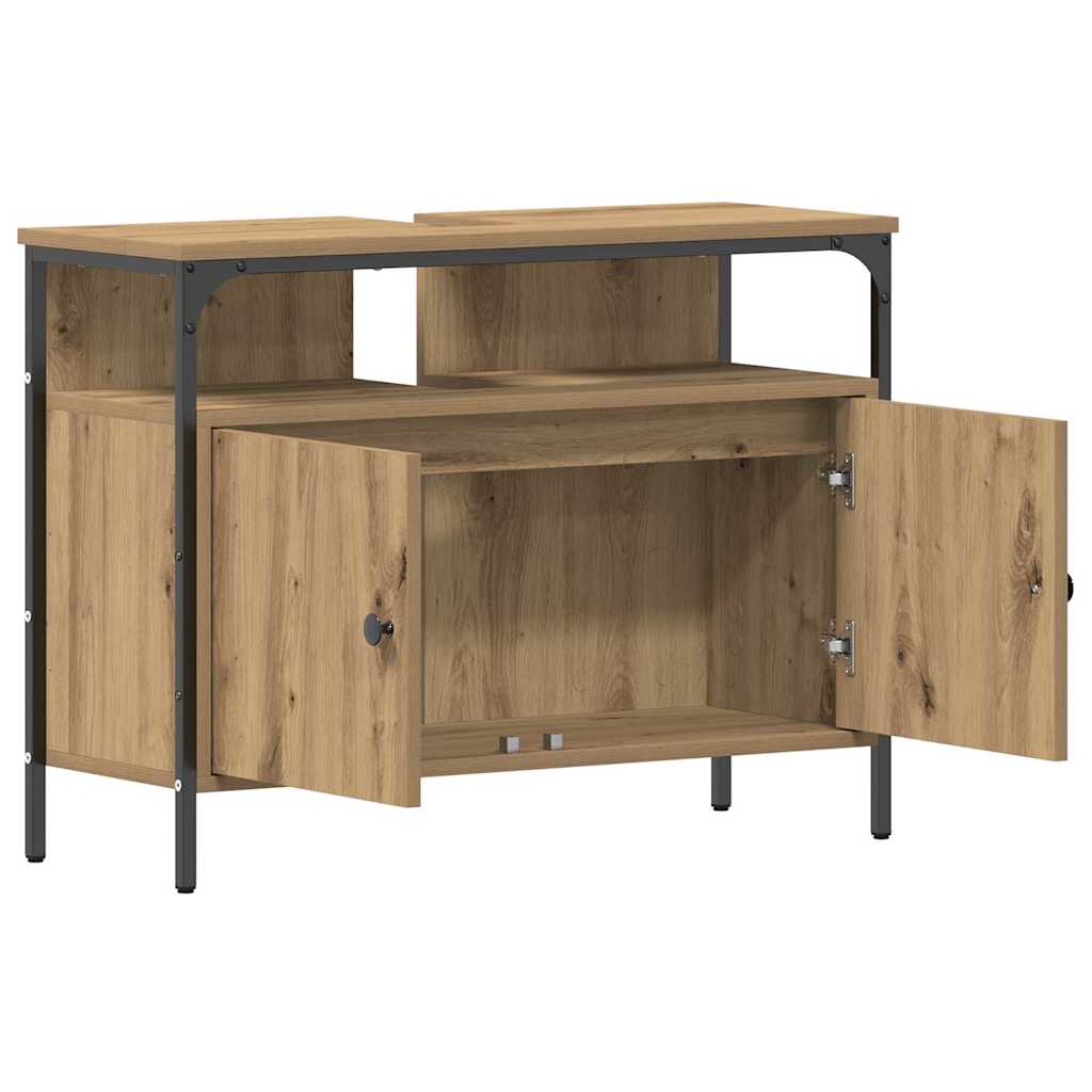 vidaXL Szafka pod umywalkę z drzwiami dąb artisan 80 x 30 x 60 cm