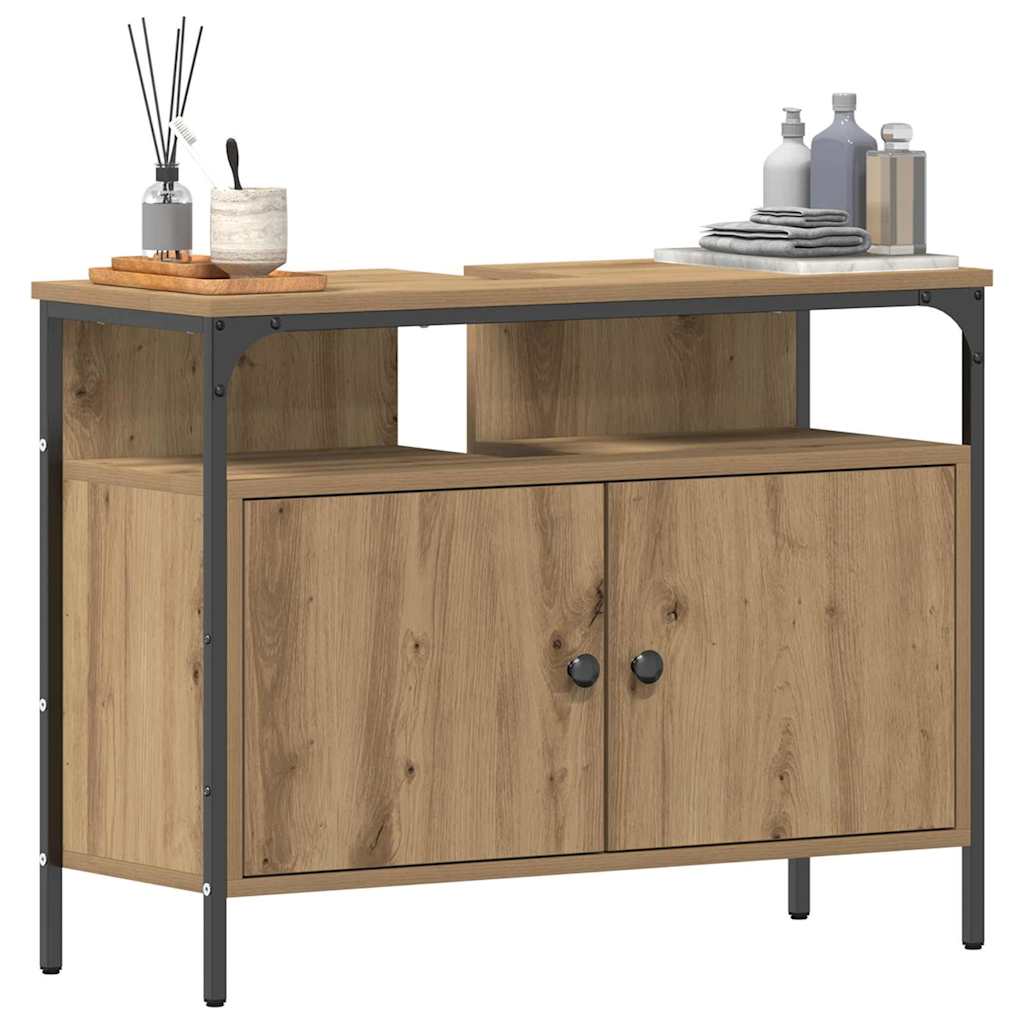vidaXL Szafka pod umywalkę z drzwiami dąb artisan 80 x 30 x 60 cm