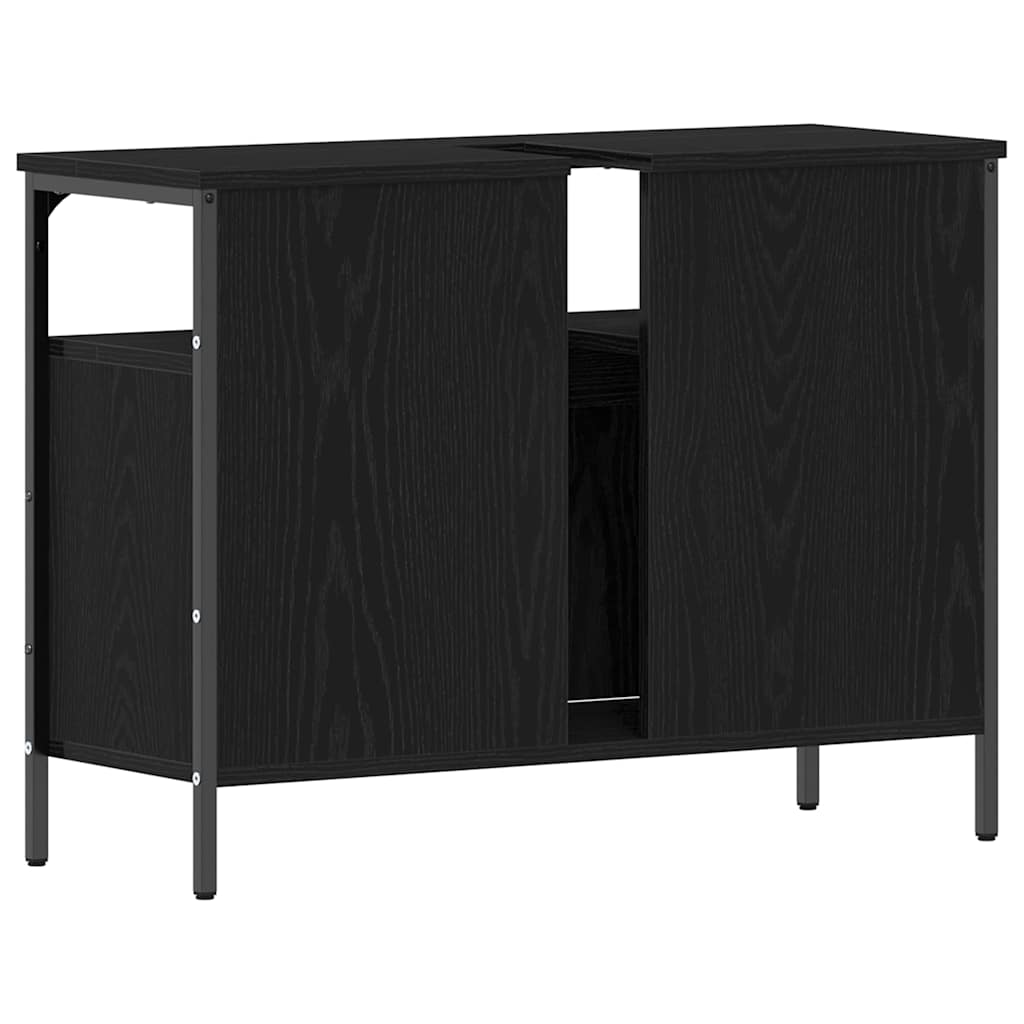 vidaXL Szafka pod umywalkę z drzwiami Czarny dąb 80 x 30 x 60 cm