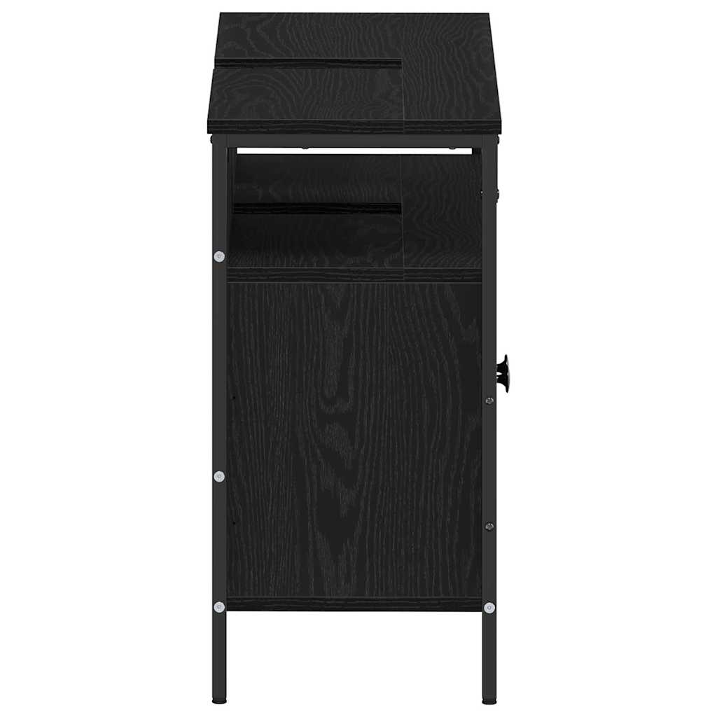 vidaXL Szafka pod umywalkę z drzwiami Czarny dąb 80 x 30 x 60 cm