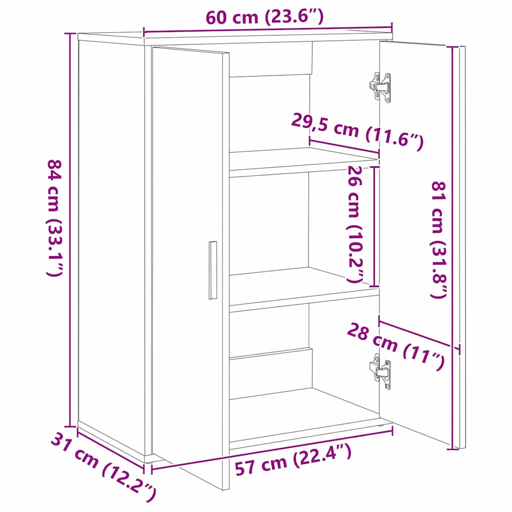 vidaXL Bufet Dąb rzemieślniczy 60 x 31 x 84 cm Materiał drewnopochodny