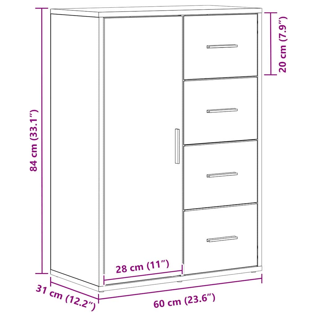 vidaXL Bufet Dąb rzemieślniczy 60 x 31 x 84 cm Drewno inżynieryjne