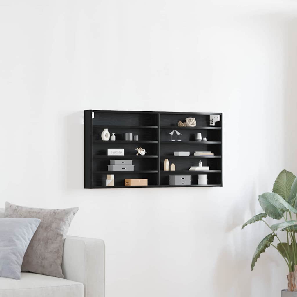 vidaXL Witryna Czarny Dąb 100 x 8,5 x 50 cm Materiał drewnopochodny