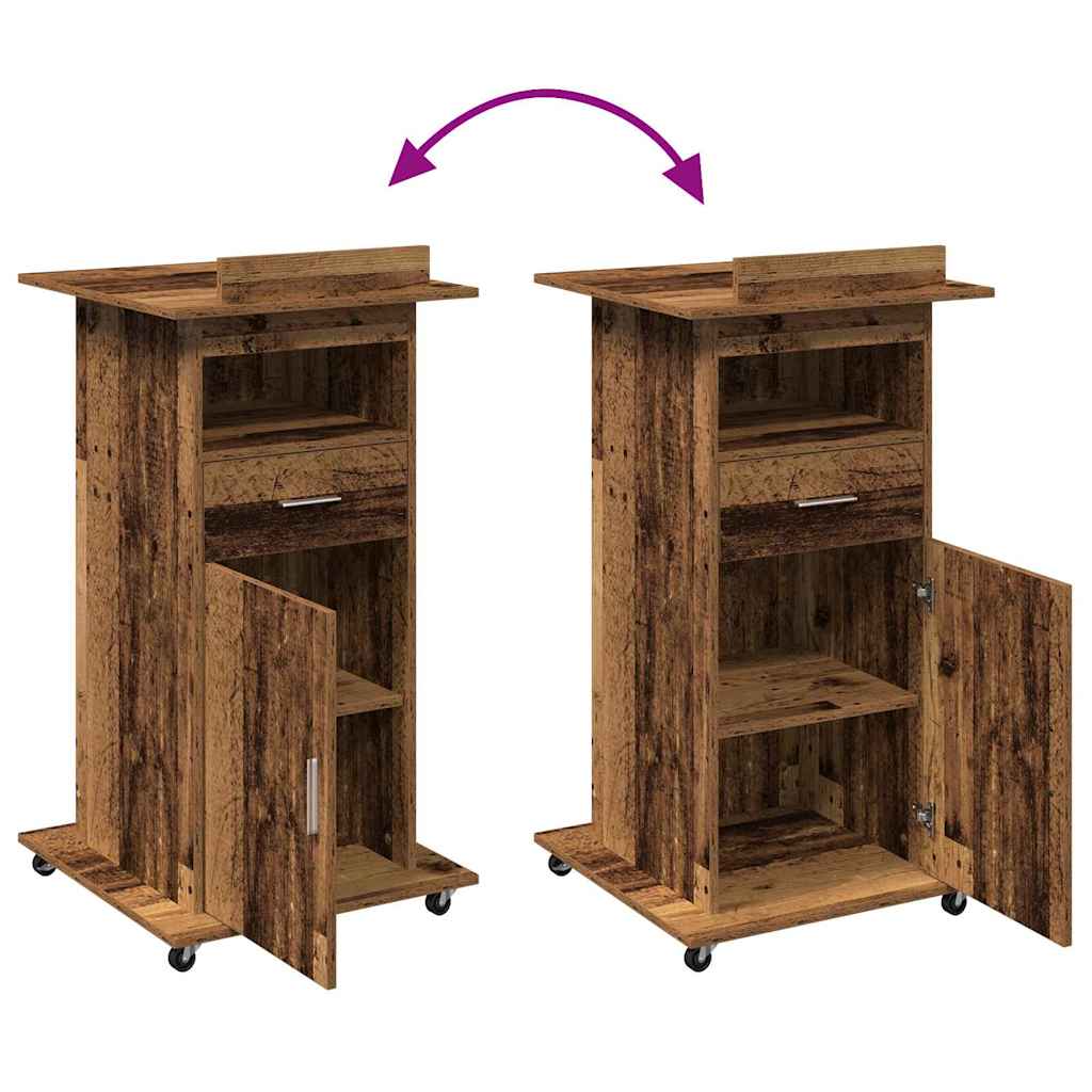 vidaXL Podium Stare drewno 55 x 55 x 107 cm Materiał drewnopochodny