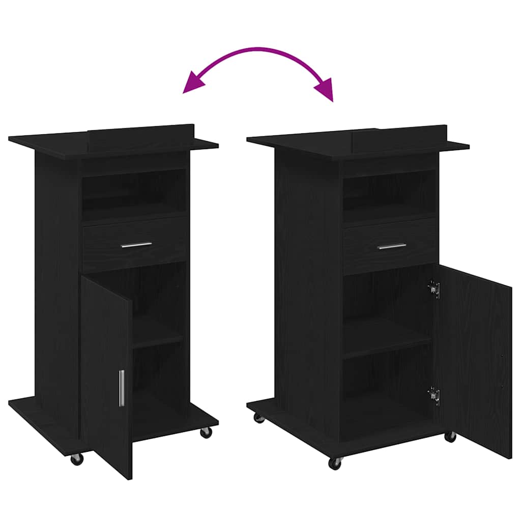 vidaXL Podium Czarny Dąb 55 x 55 x 107 cm Materiał drewnopochodny