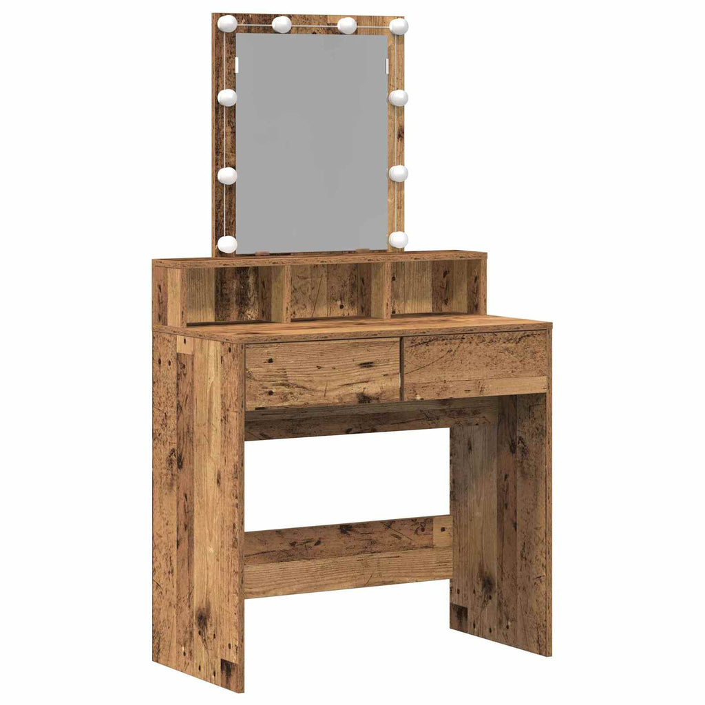 vidaXL Toaletka z szufladą z półką Stare drewno 80 x 41 x 144.5 cm