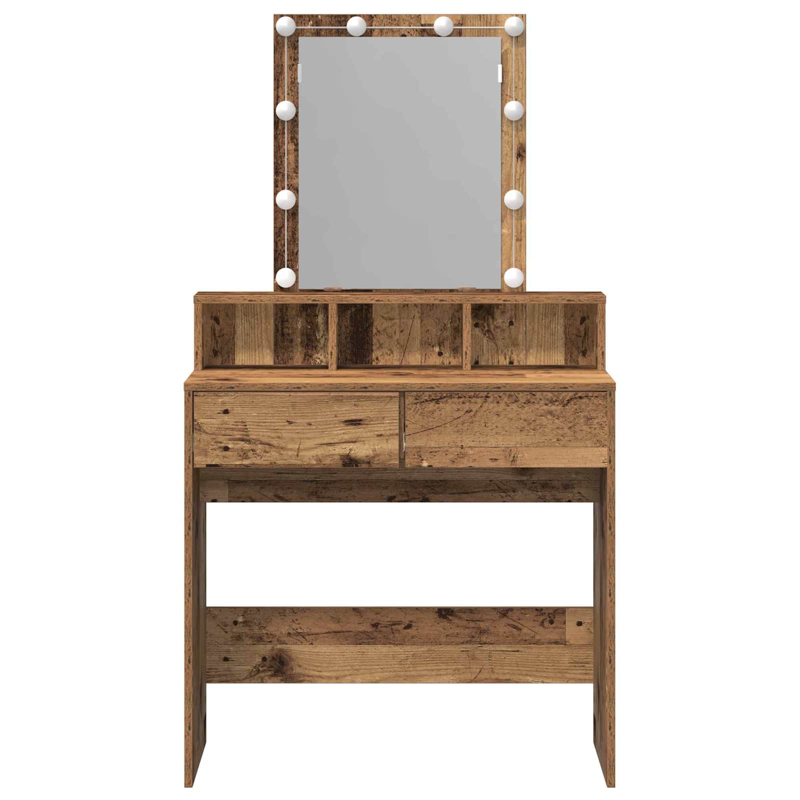 vidaXL Toaletka z szufladą z półką Stare drewno 80 x 41 x 144.5 cm