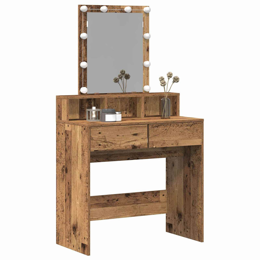 vidaXL Toaletka z szufladą z półką Stare drewno 80 x 41 x 144.5 cm