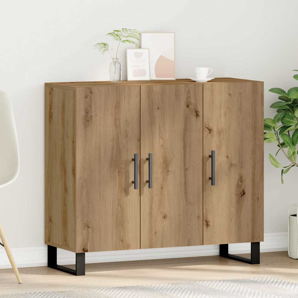 vidaXL Bufet Dąb rzemieślniczy 90 x 34 x 80 cm Materiał drewnopochodny