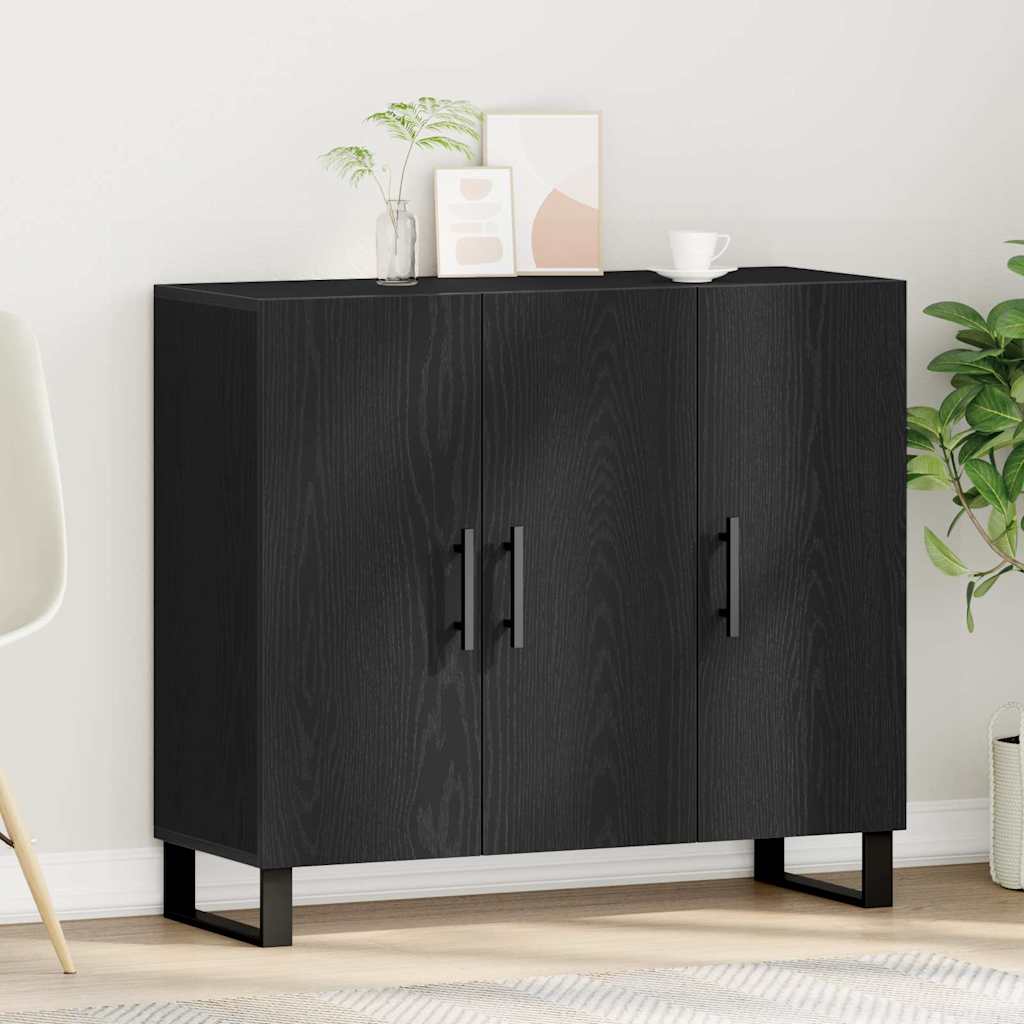 vidaXL Bufet Czarny Dąb 90 x 34 x 80 cm Materiał drewnopochodny