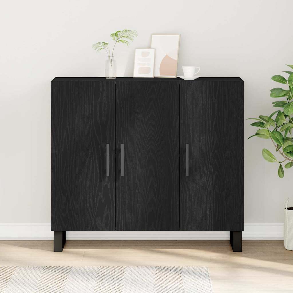 vidaXL Bufet Czarny Dąb 90 x 34 x 80 cm Materiał drewnopochodny