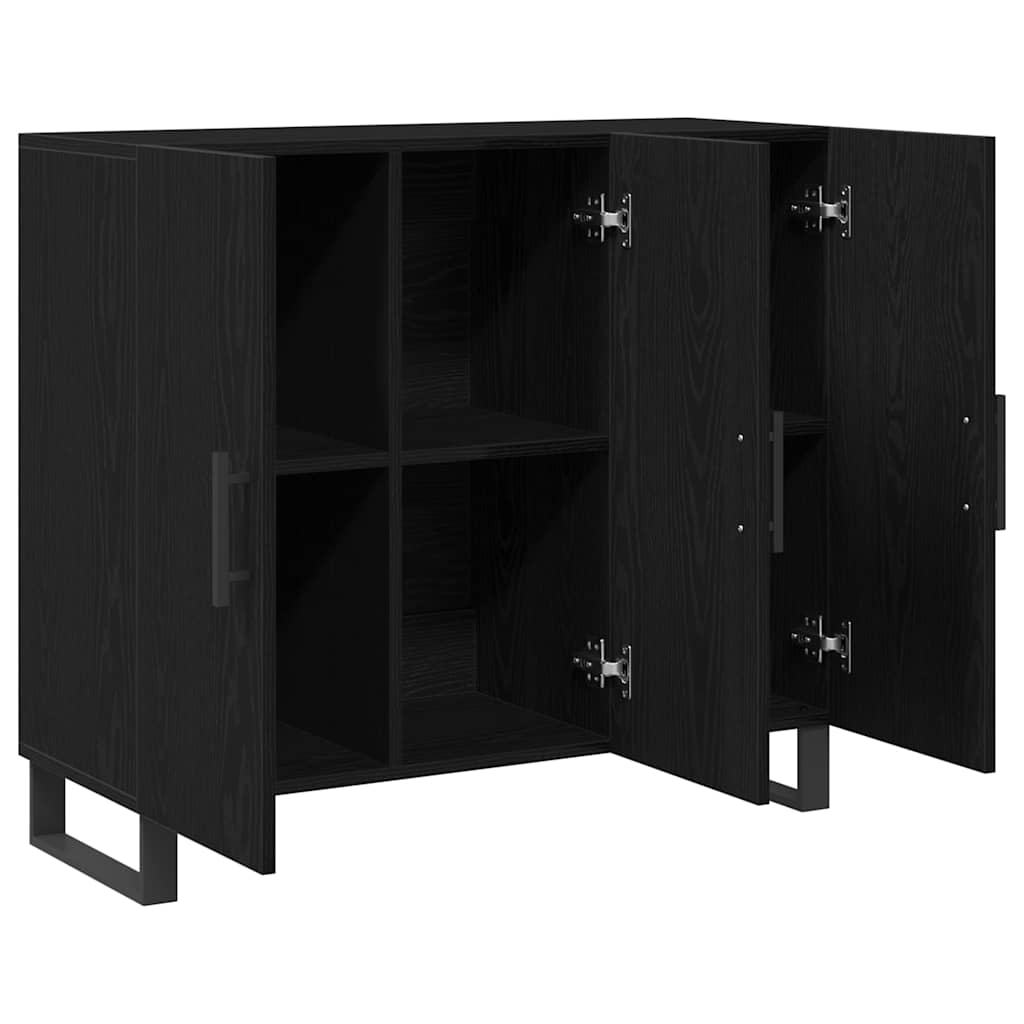 vidaXL Bufet Czarny Dąb 90 x 34 x 80 cm Materiał drewnopochodny