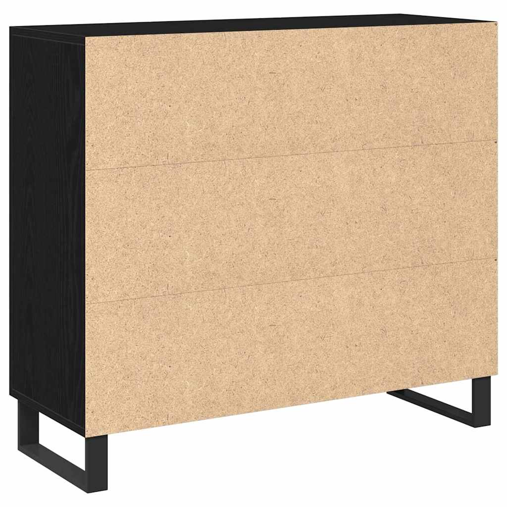 vidaXL Bufet Czarny Dąb 90 x 34 x 80 cm Materiał drewnopochodny