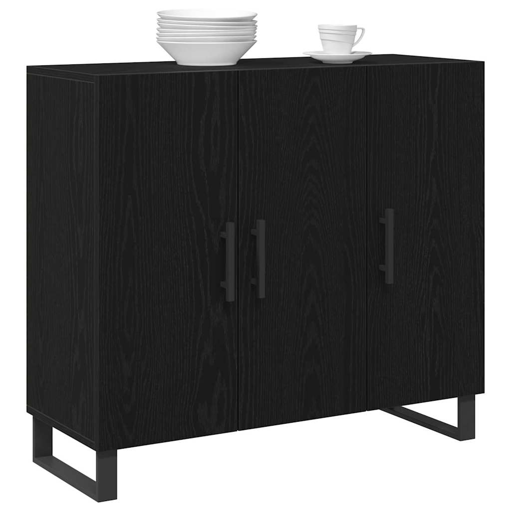 vidaXL Bufet Czarny Dąb 90 x 34 x 80 cm Materiał drewnopochodny