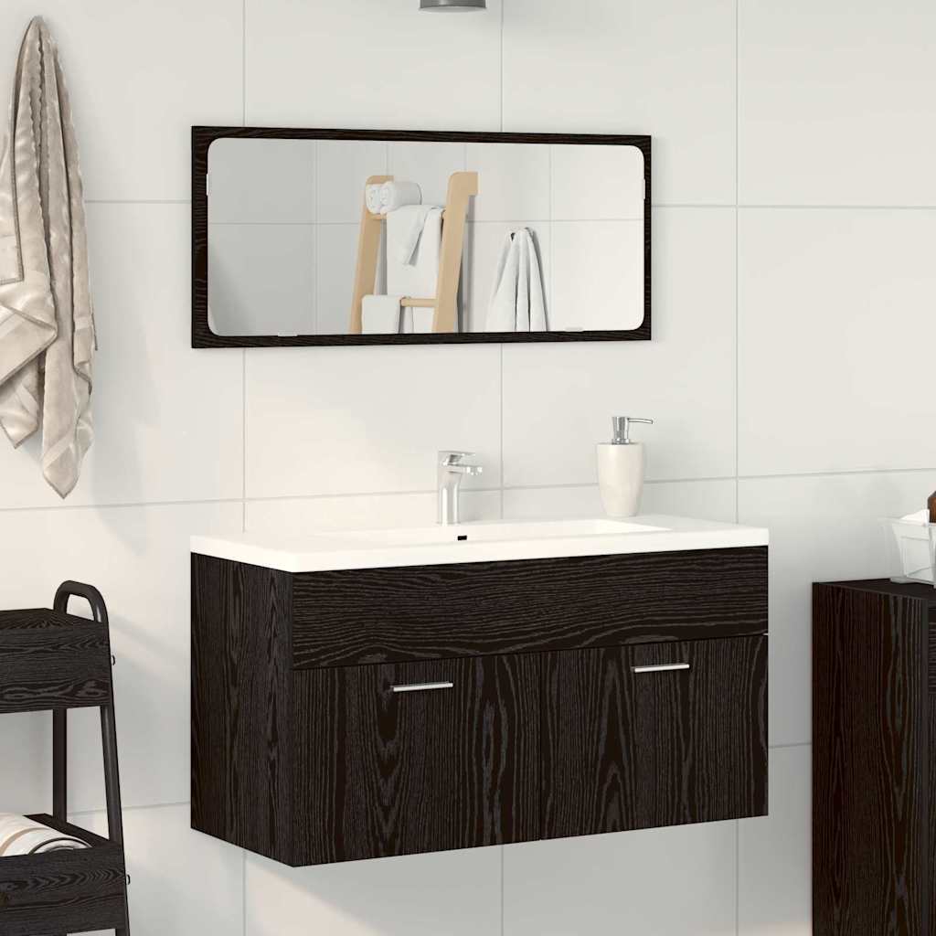 vidaXL Zestaw mebli łazienkowych Montowane na ścianie 2 pcs Czarny Dąb