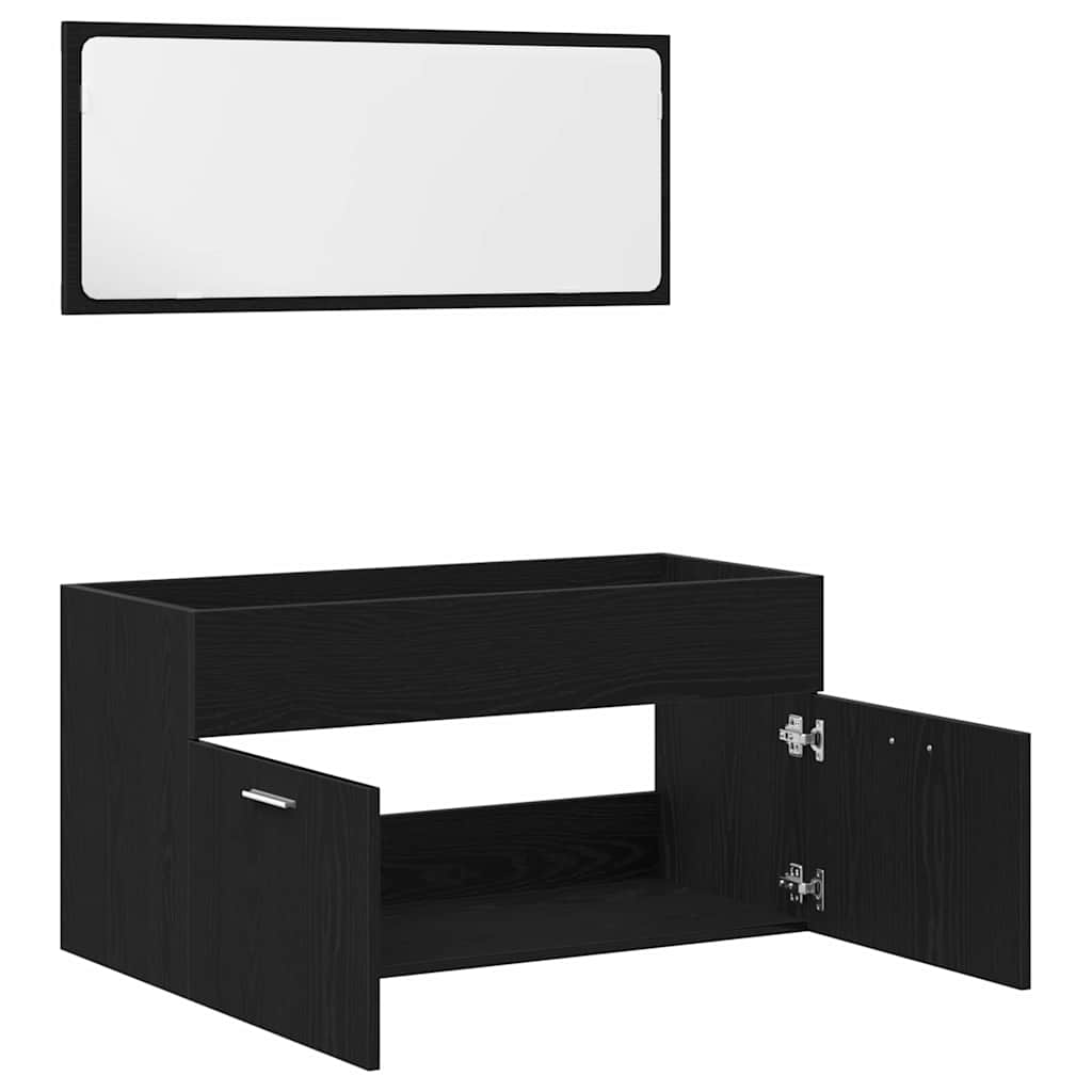 vidaXL Zestaw mebli łazienkowych Montowane na ścianie 2 pcs Czarny Dąb