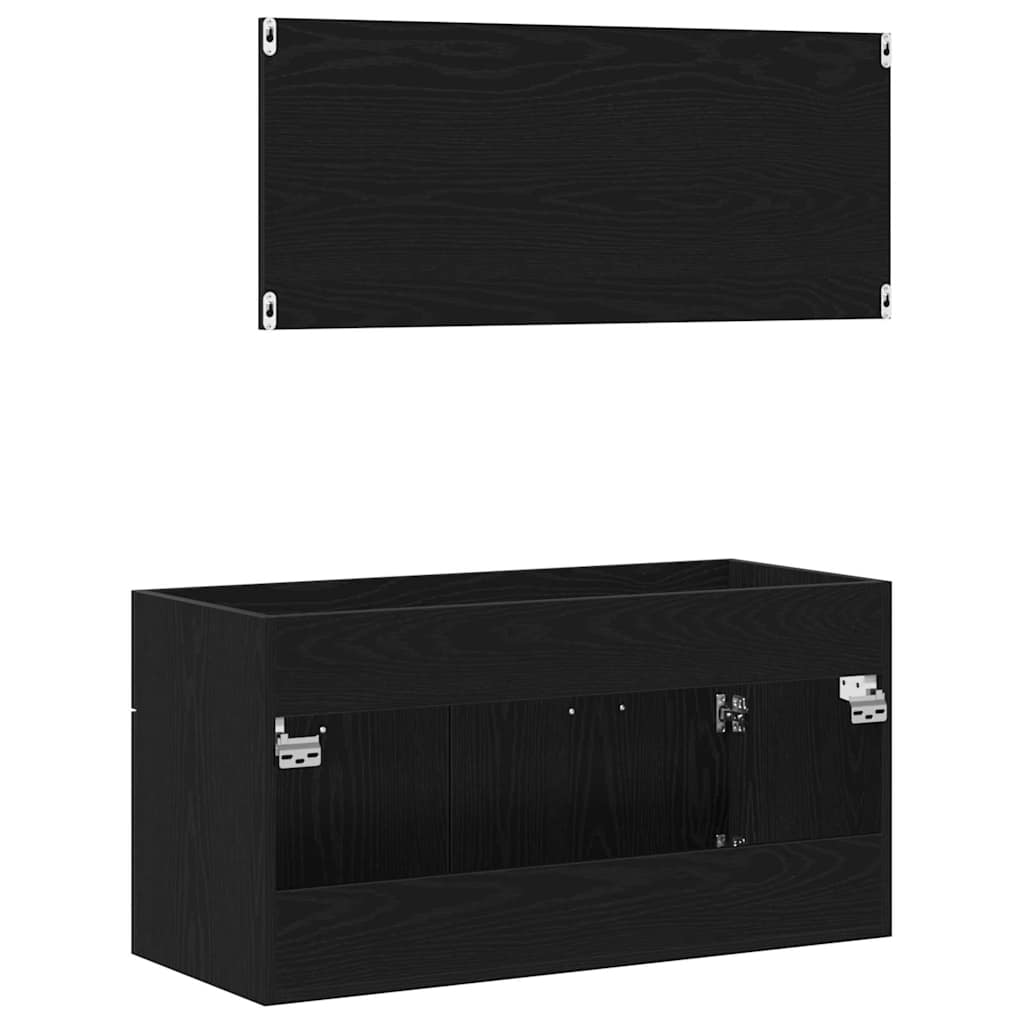 vidaXL Zestaw mebli łazienkowych Montowane na ścianie 2 pcs Czarny Dąb