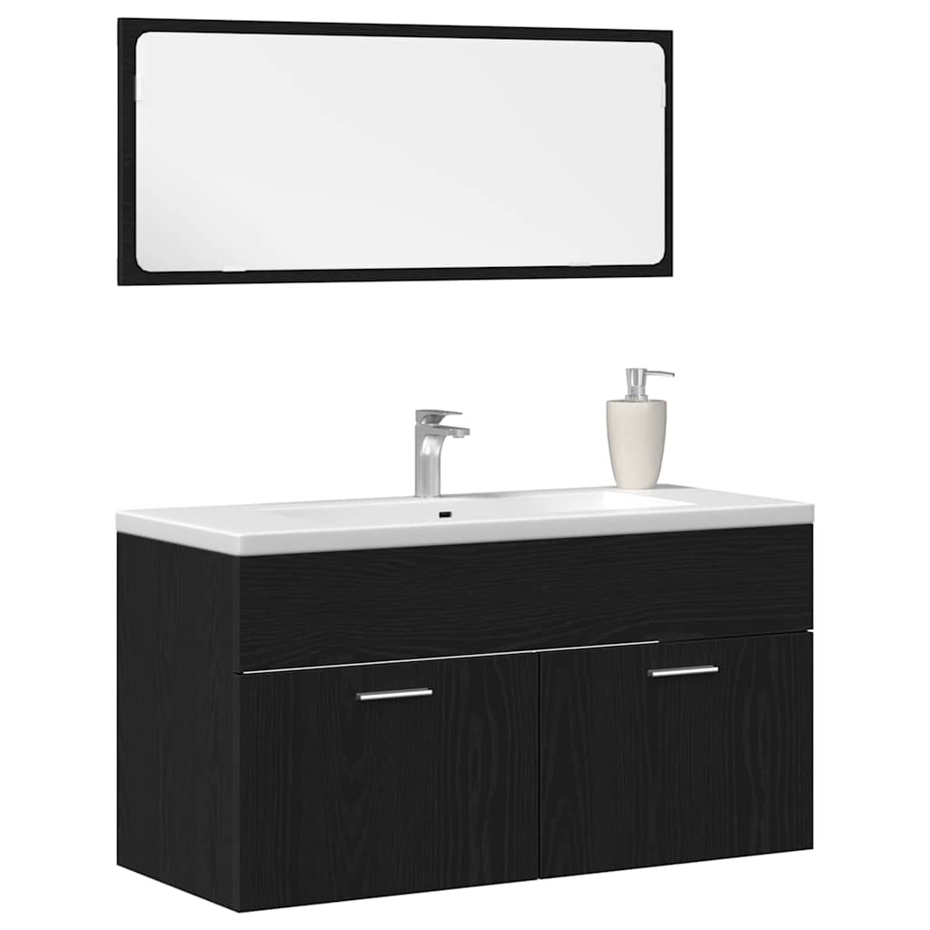 vidaXL Zestaw mebli łazienkowych Montowane na ścianie 2 pcs Czarny Dąb