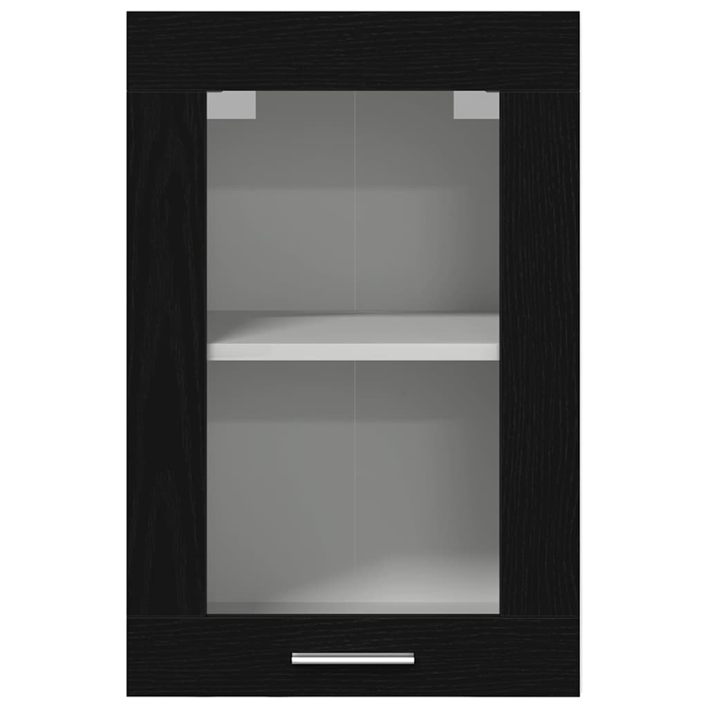 vidaXL Wisząca gablota szklana, czarny dąb, 40x31x60 cm, drewno klejone