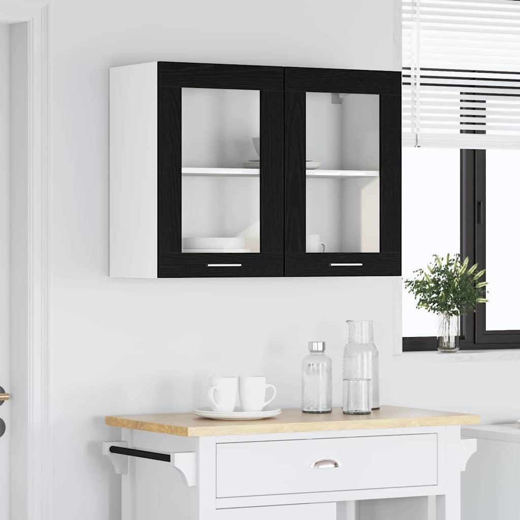 vidaXL Szafka wisząca z półką Lyon Czarny Dąb 80 x 31 x 60 cm