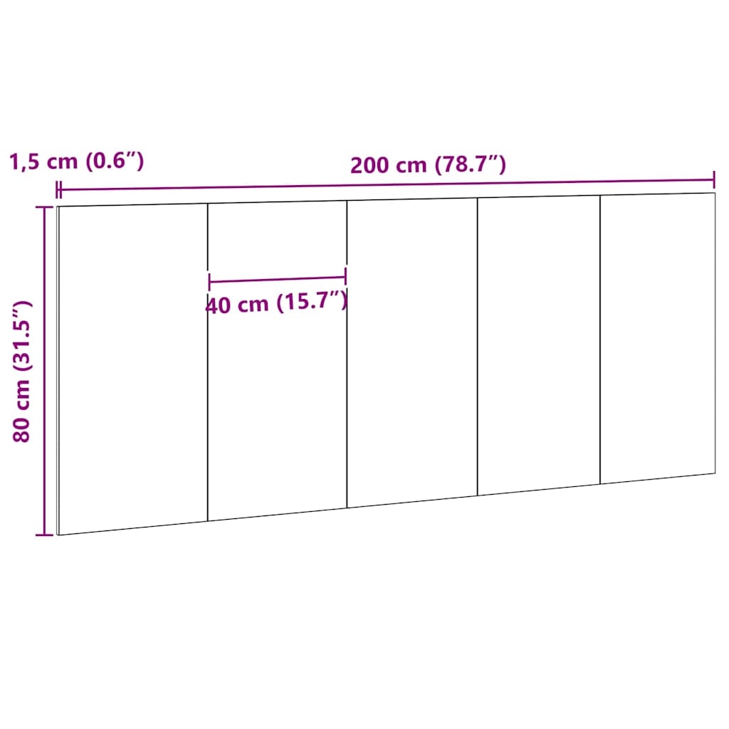 vidaXL Wezgłowie łóżka Z zagłówkiem Czarny Dąb 160 x 1.5 x 80.5 cm