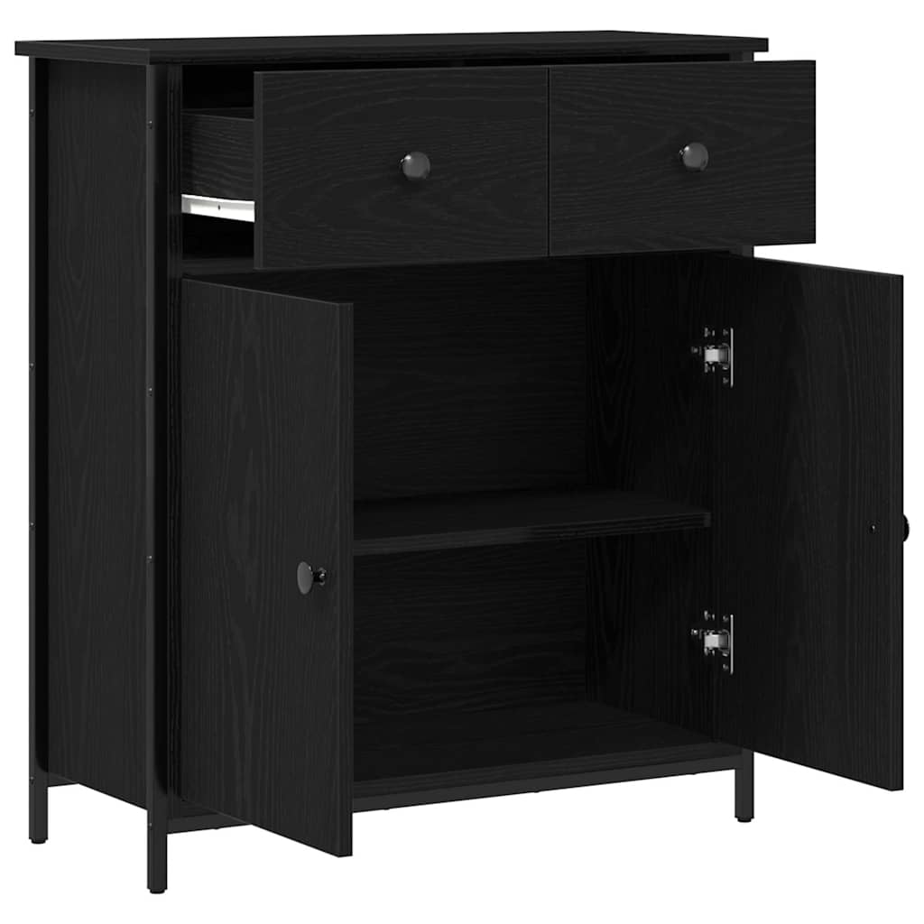 vidaXL Bufet Czarny Dąb 70 x 30 x 80 cm Materiał drewnopochodny