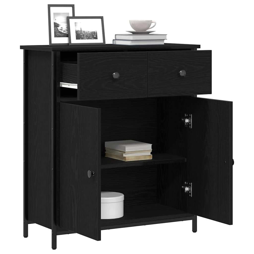 vidaXL Bufet Czarny Dąb 70 x 30 x 80 cm Materiał drewnopochodny
