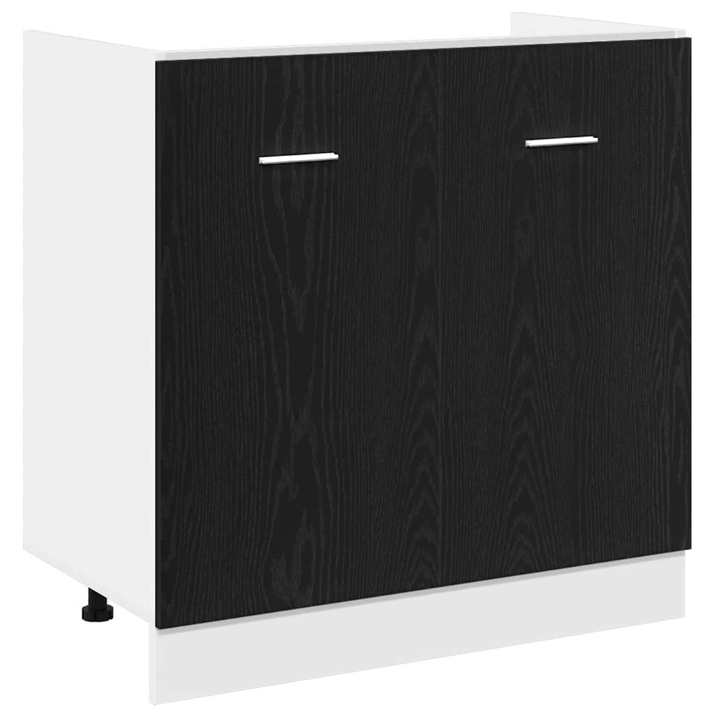 vidaXL Szafka pod zlewozmywak Czarna dąb 80x46x81,5 cm Drewno kompozytowe