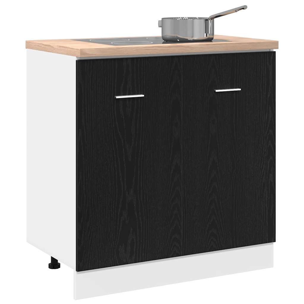 vidaXL Szafka pod zlewozmywak Czarna dąb 80x46x81,5 cm Drewno kompozytowe
