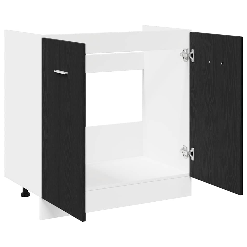 vidaXL Szafka pod zlewozmywak Czarna dąb 80x46x81,5 cm Drewno kompozytowe