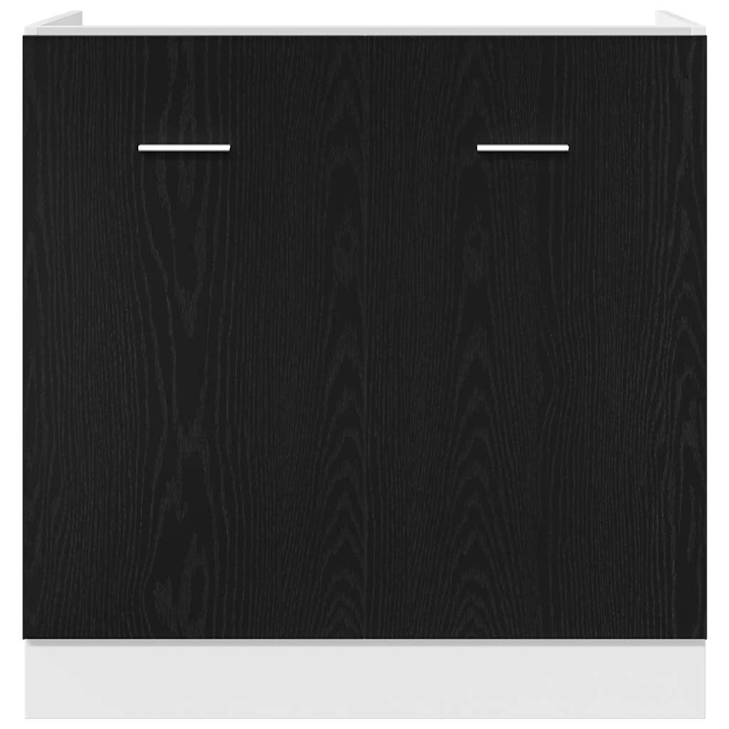 vidaXL Szafka pod zlewozmywak Czarna dąb 80x46x81,5 cm Drewno kompozytowe