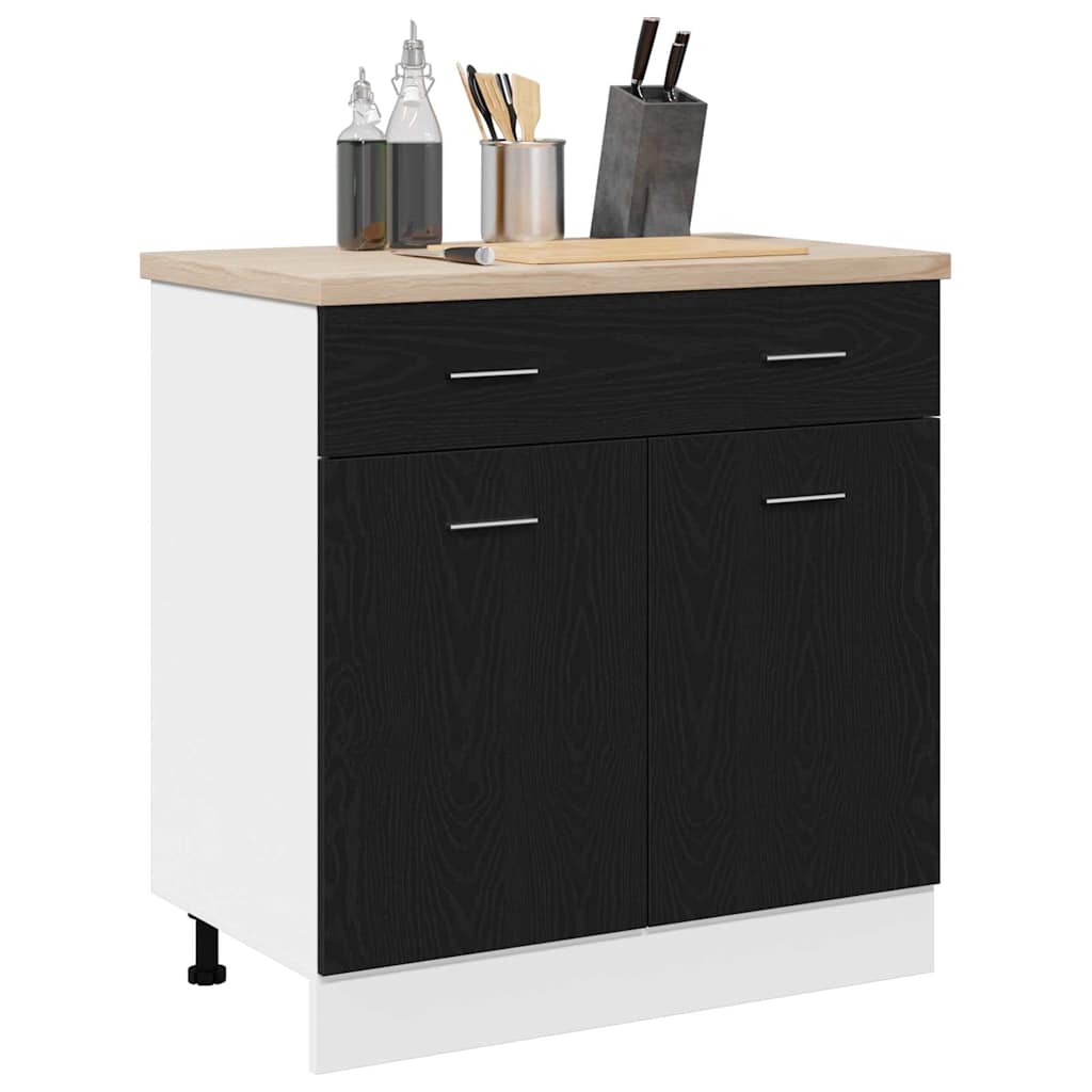 vidaXL Szafka wisząca z szufladą z półką Czarny Dąb 80 x 31 x 81,5 cm