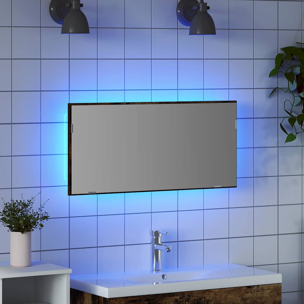 vidaXL Lustro Z lustrem Brązowy 80 x 37 cm Szkło i drewno inżynieryjne