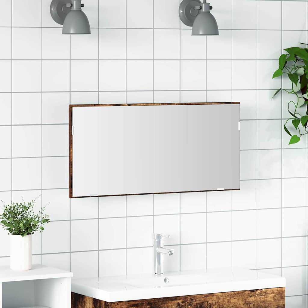 vidaXL Lustro Z lustrem Brązowy 80 x 37 cm Szkło i drewno inżynieryjne