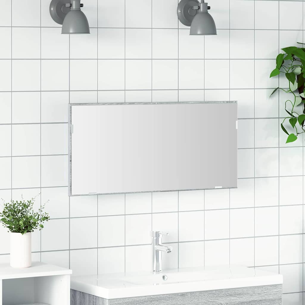 vidaXL Lustro Ze LED Lights Z lustrem Wysoki szary sonoma 80 x 37 cm