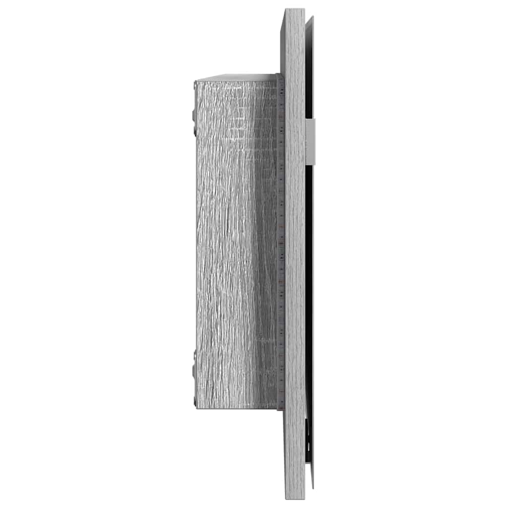 vidaXL Lustro Ze LED Lights Z lustrem Wysoki szary sonoma 80 x 37 cm