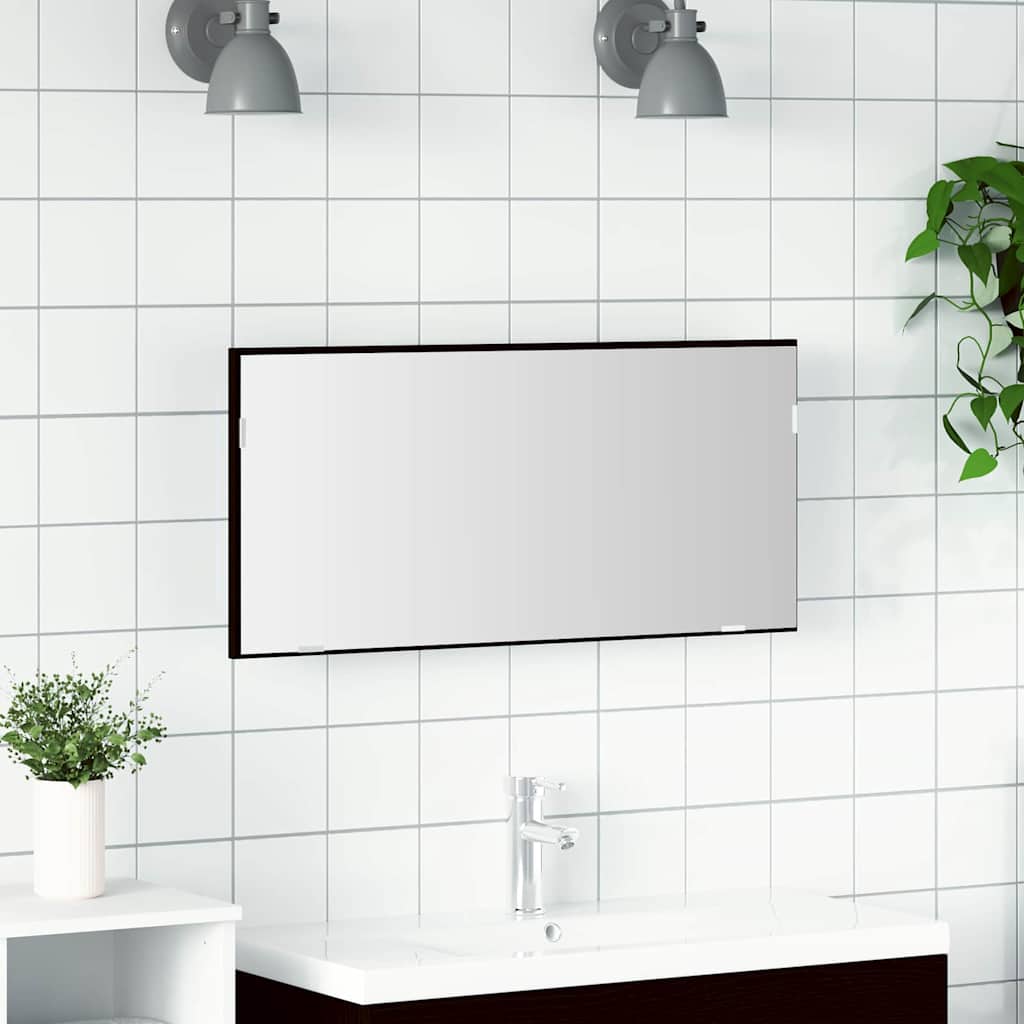 vidaXL Lustro Czarny dąb 80 x 37 cm Szkło i drewno inżynieryjne