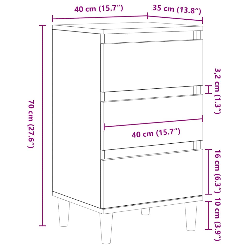 vidaXL Szafka Nocna Czarny Dąb 40 x 35 x 70 cm Materiał drewnopochodny