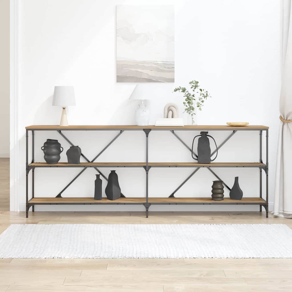 vidaXL Konsola z półką Dąb rzemieślniczy 200 x 30 x 75 cm