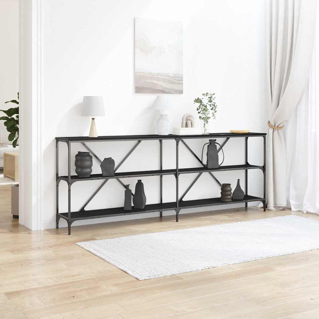 vidaXL Konsola Czarny Dąb 200 x 30 x 75 cm Materiał drewnopochodny