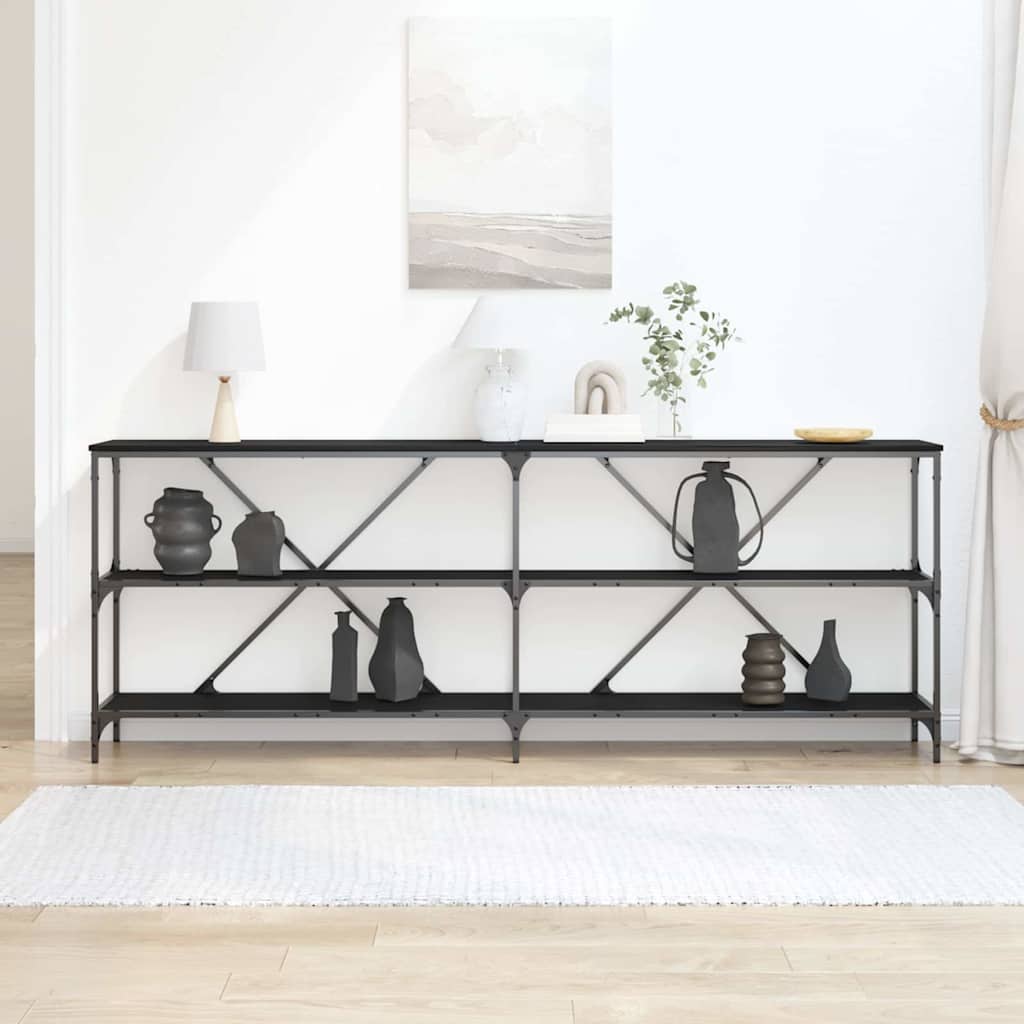 vidaXL Konsola Czarny Dąb 200 x 30 x 75 cm Materiał drewnopochodny