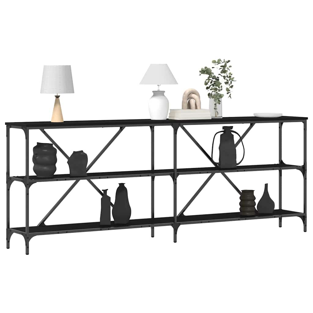 vidaXL Konsola Czarny Dąb 200 x 30 x 75 cm Materiał drewnopochodny