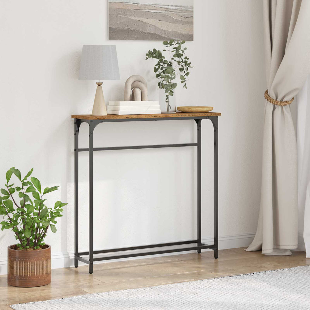 vidaXL Konsola Stare drewno 75 x 19,5 x 75 cm Materiał drewnopochodny