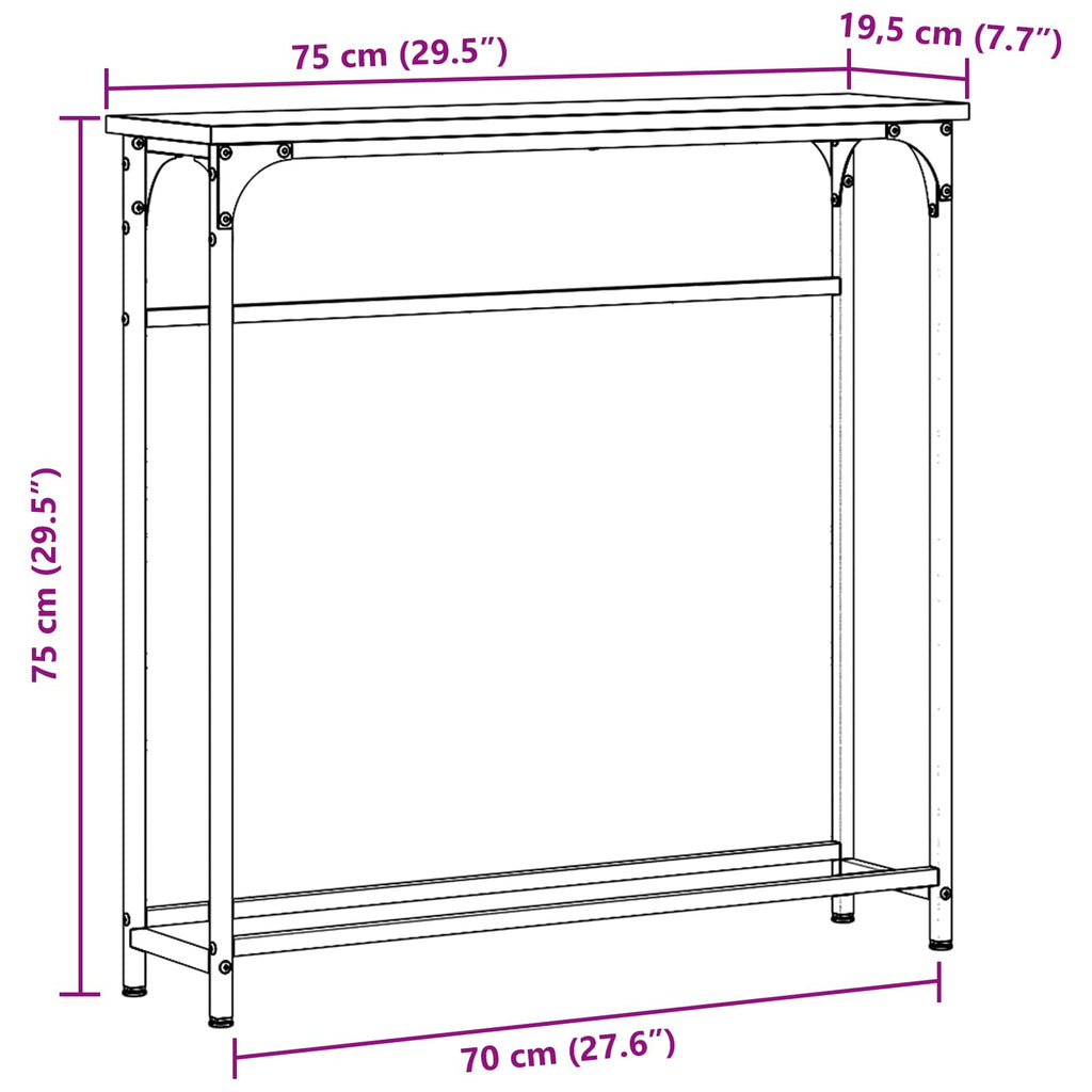 vidaXL Konsola Stare drewno 75 x 19,5 x 75 cm Materiał drewnopochodny