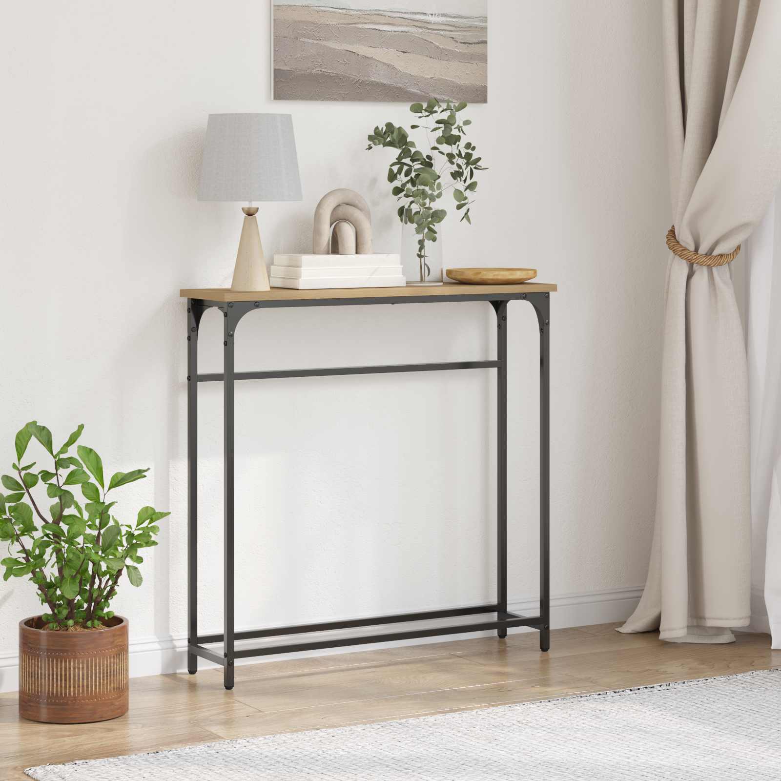 vidaXL Konsola z półką Dąb rzemieślniczy 75 x 19,5 x 75 cm